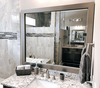 Pendleton Framed Wall Mirror, Satin Nickel, 36"x42"