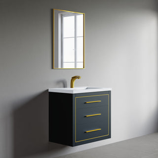 Sherwood 30" Single Vanity Set, Charcoal, Brass Trim, Floating Only