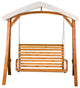 Leisure Season Wood Outdoor Swing Seater with Canopy in Medium Brown