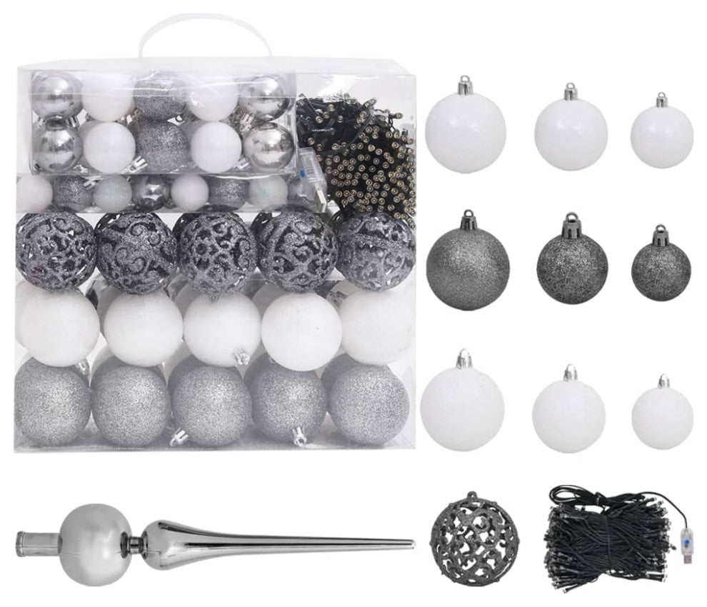 vidaXL Artificial Pre-lit Christmas Tree with Ball Set Xmas Decoration White