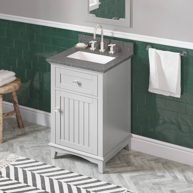 Savino Modern 24" Grey Single Sink Vanity, Boulder Cultured Marble Vanity Top
