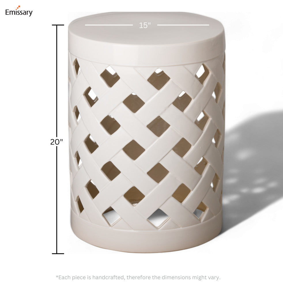 Criss Cross Stool White 14X19"H