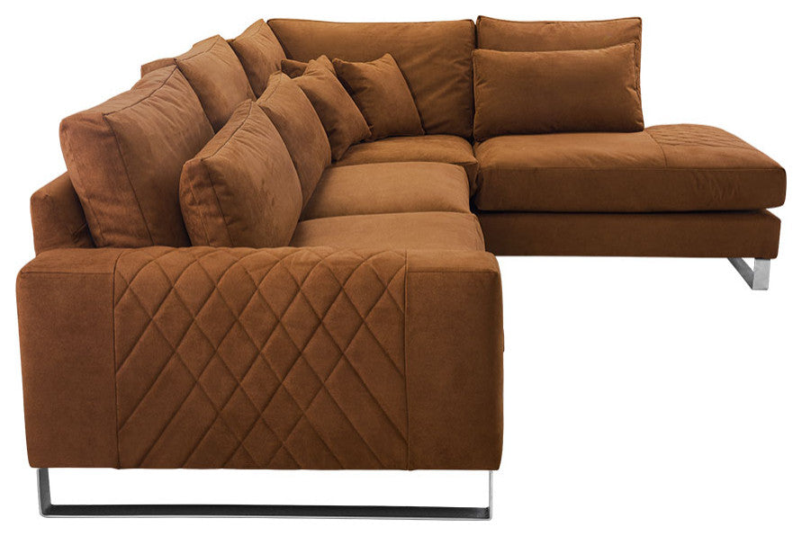 KAIA Sectional Sofa, Copper Brown, Right