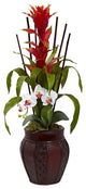 Bromedliad & Orchid Combo, Planter, White