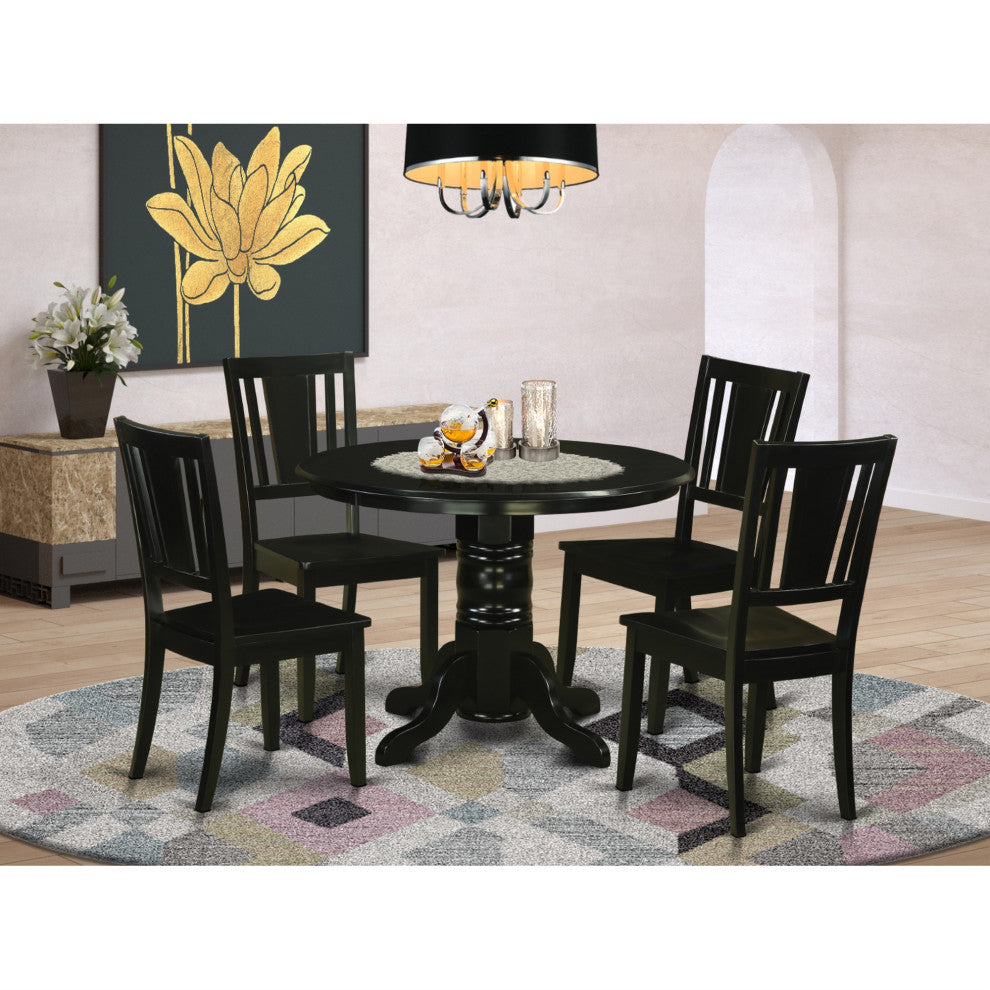 Shdu5-Blk-W 5-Piece kitchen Table Set For 4-Dining Table And 4 Dining Chairs