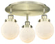 Beacon-3 Light 18" Flush Mount-Antique Brass, Matte White Glass Shade