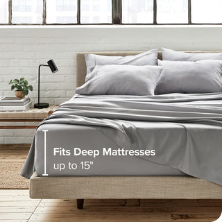Bare Home Twin & Twin XL 5-Piece Microfiber Sheet Set, Light Gray, Twin