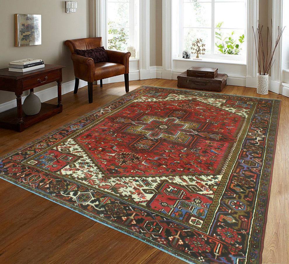 Vintage Heriz Pouneh Rust/Charcoal Rug, 8'0x10'10