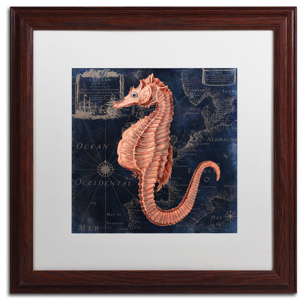 Color Bakery 'Maritime Blues I' Matted Framed Art, Wood Frame, White Mat, 16x16