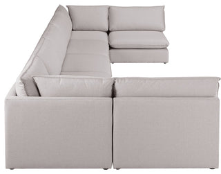 Mackenzie Linen Textured Fabric 7-Piece Modular U-Shaped Sectional, Beige