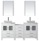 Virtu Dior 74" Double Bathroom Vanity, White With Faucet and Mirrors