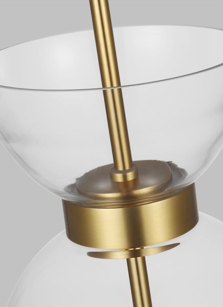 Londyn Tall Pendant, Burnished Brass with Clear Glass
