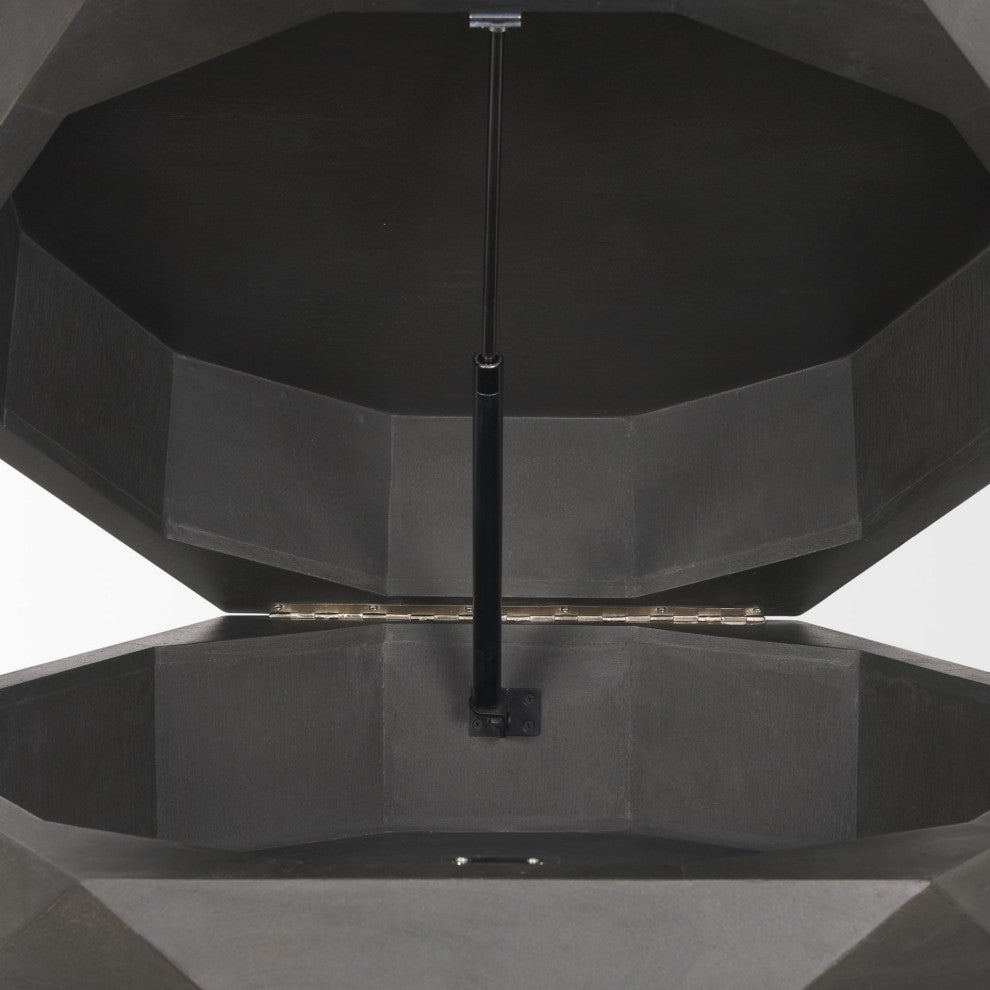 Arreto Hexagonal Hinged Solid Wood Top and Base Coffee Table
