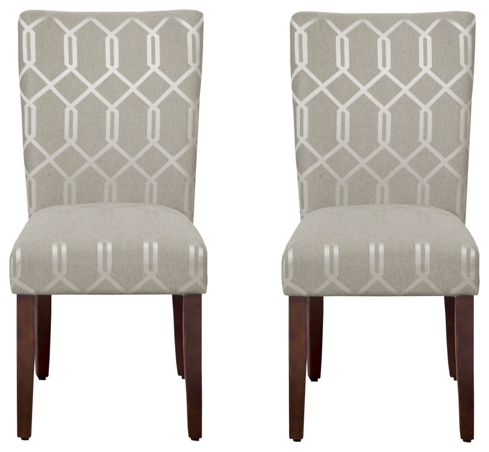 Benzara BM195012 Wooden Parson Dining Chairs, Gray, Set of 2