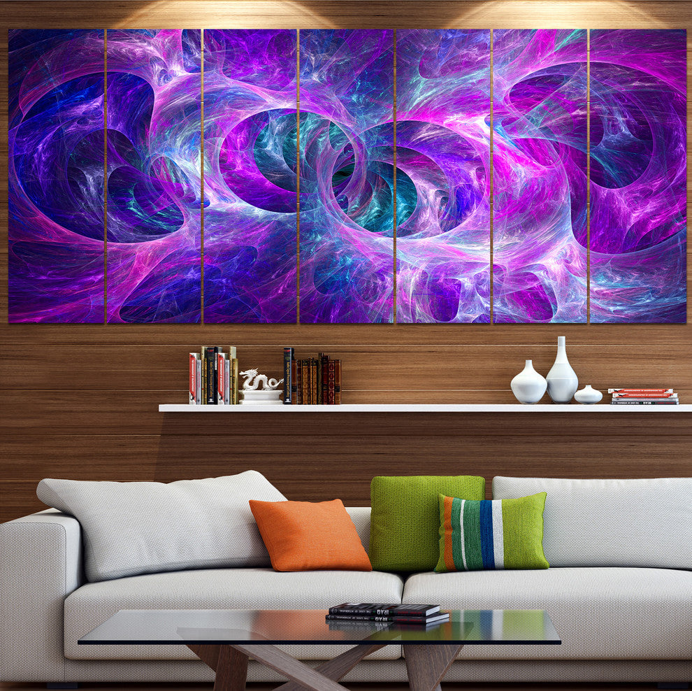 Snow Purple Fractal Texture, Abstract Canvas Art Print, 83"x32", 7 Panels