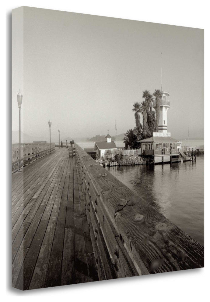 Black and White Beach Pier 3 Giclee Wrap Canvas Wall Art