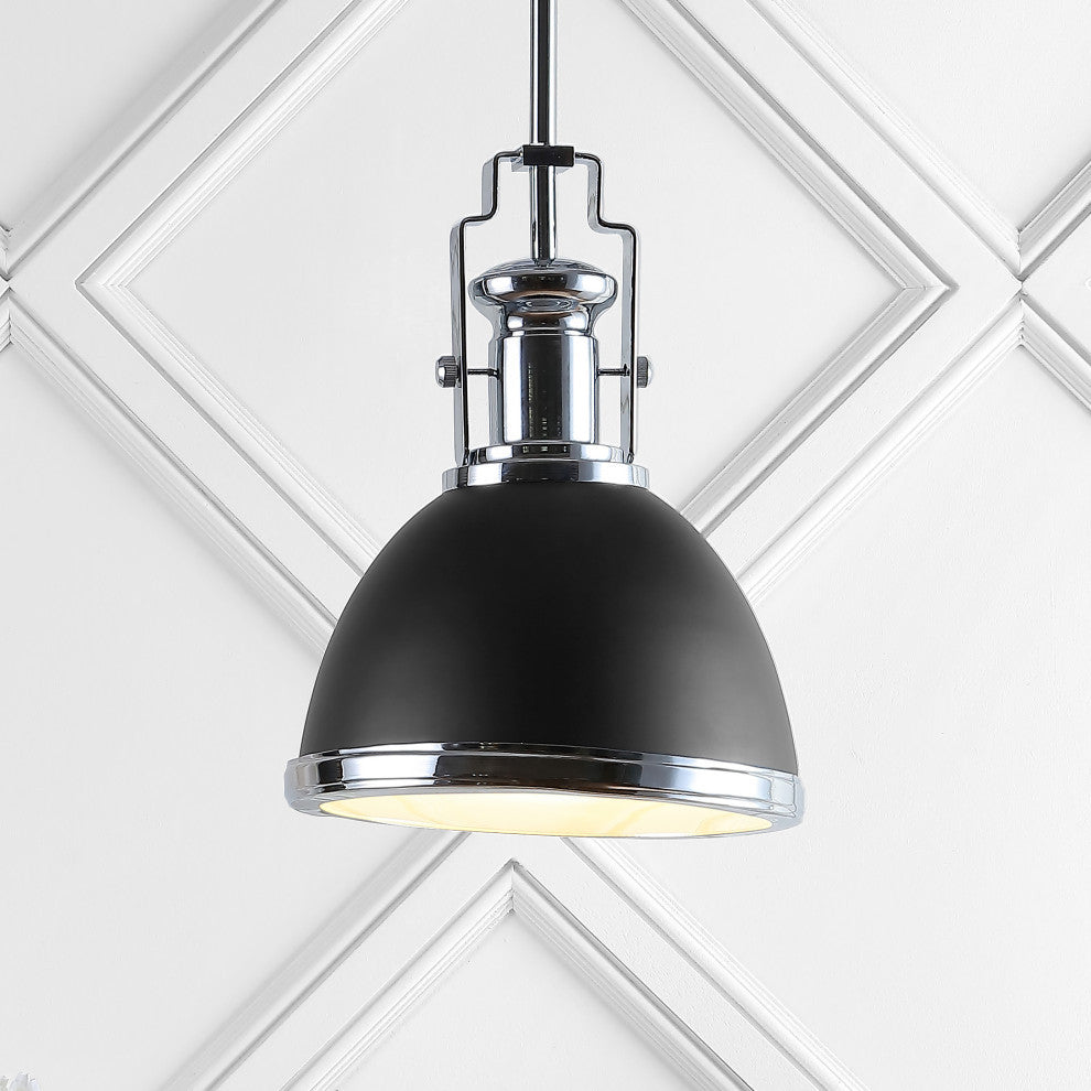 Homer Metal/Glass LED Flush Mount, Black/Chrome, Width: 10"