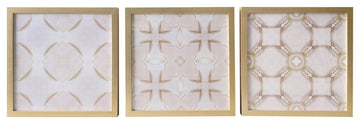 Set of Three Pale Pink Tile Framed Wall Art