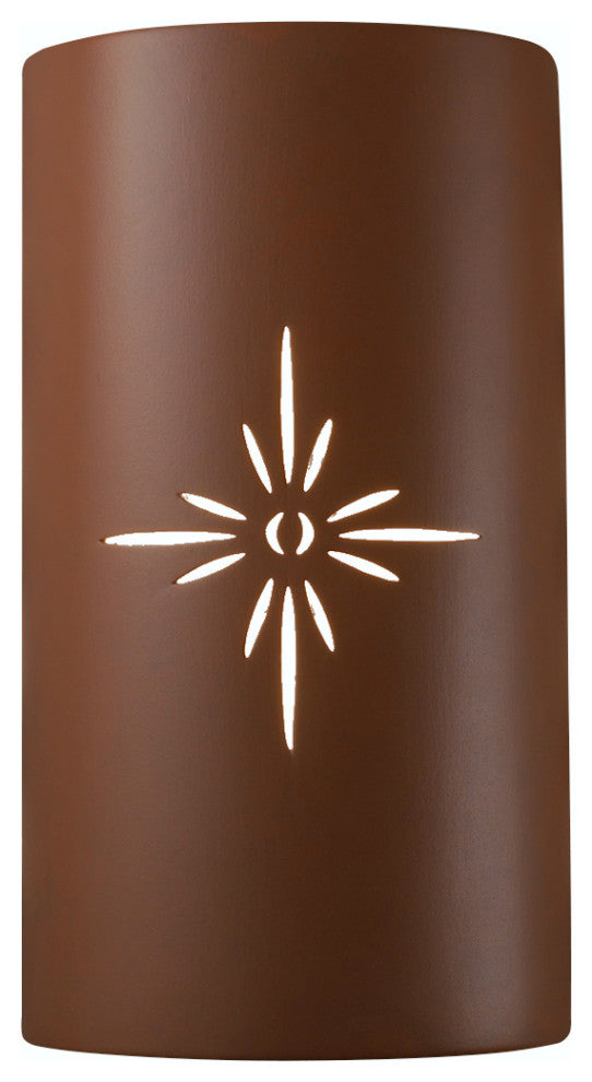 Sun Dagger, Large Cylinder Outdoor Wall Sconce, Open, Canyon Clay, E26