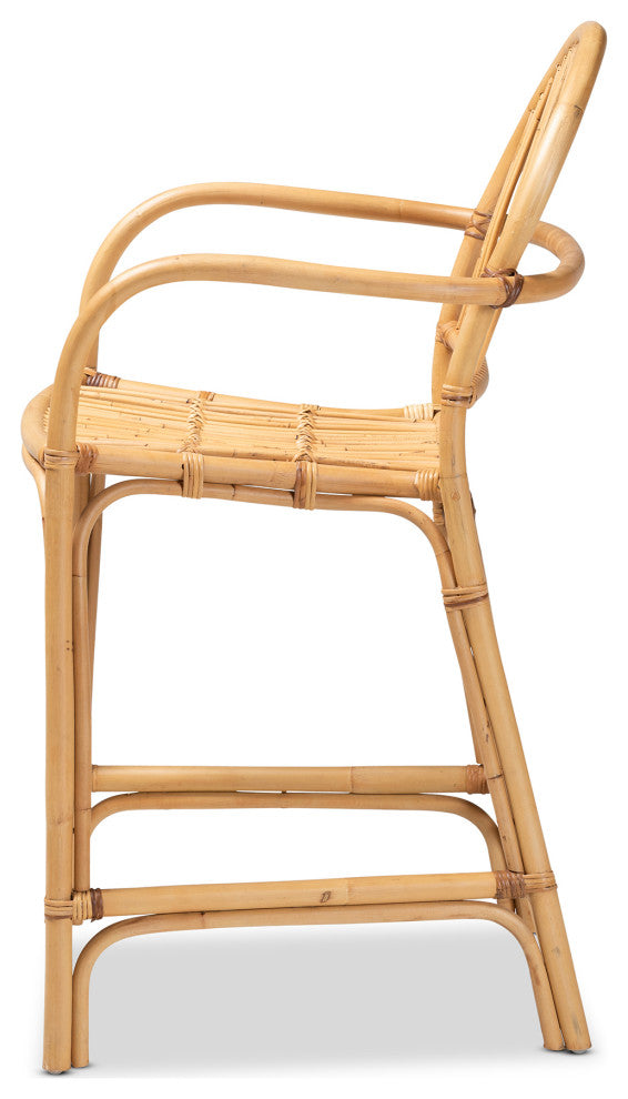 Lissa Natural Brown Rattan Counter Stool