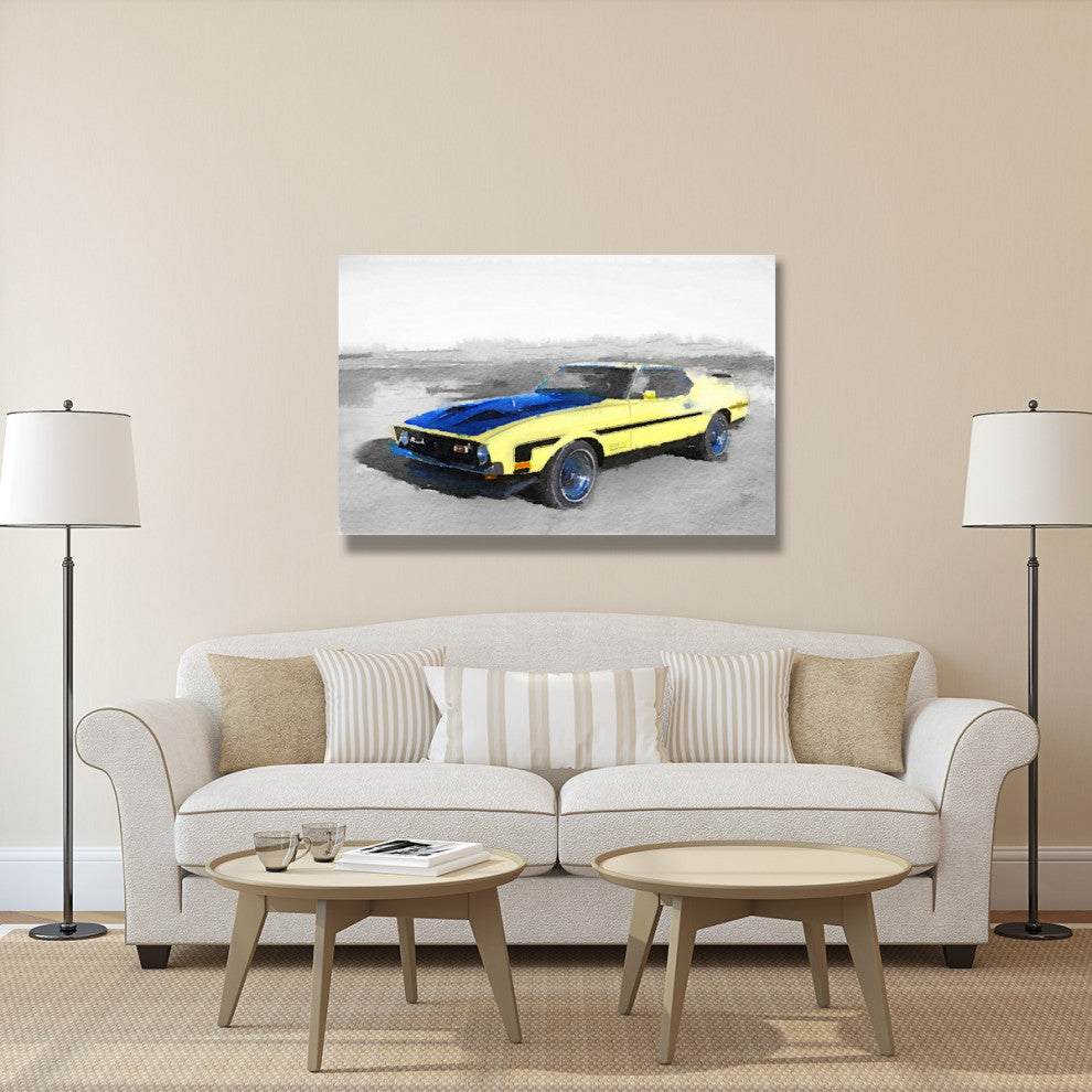 "1971 Ford Mustang Boss Watercolor" Fine Art Print