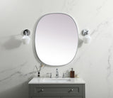 Metal Frame Oval Mirror 30X36 Inch, Silver