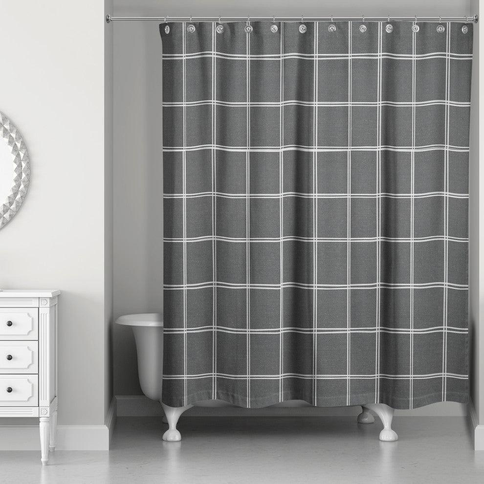 Linen Plaid 2 71x74 Shower Curtain