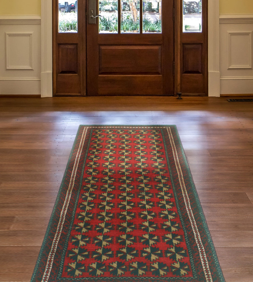 Vintage Distressed Aniyah Red/Navy Runner, 3'0x6'2