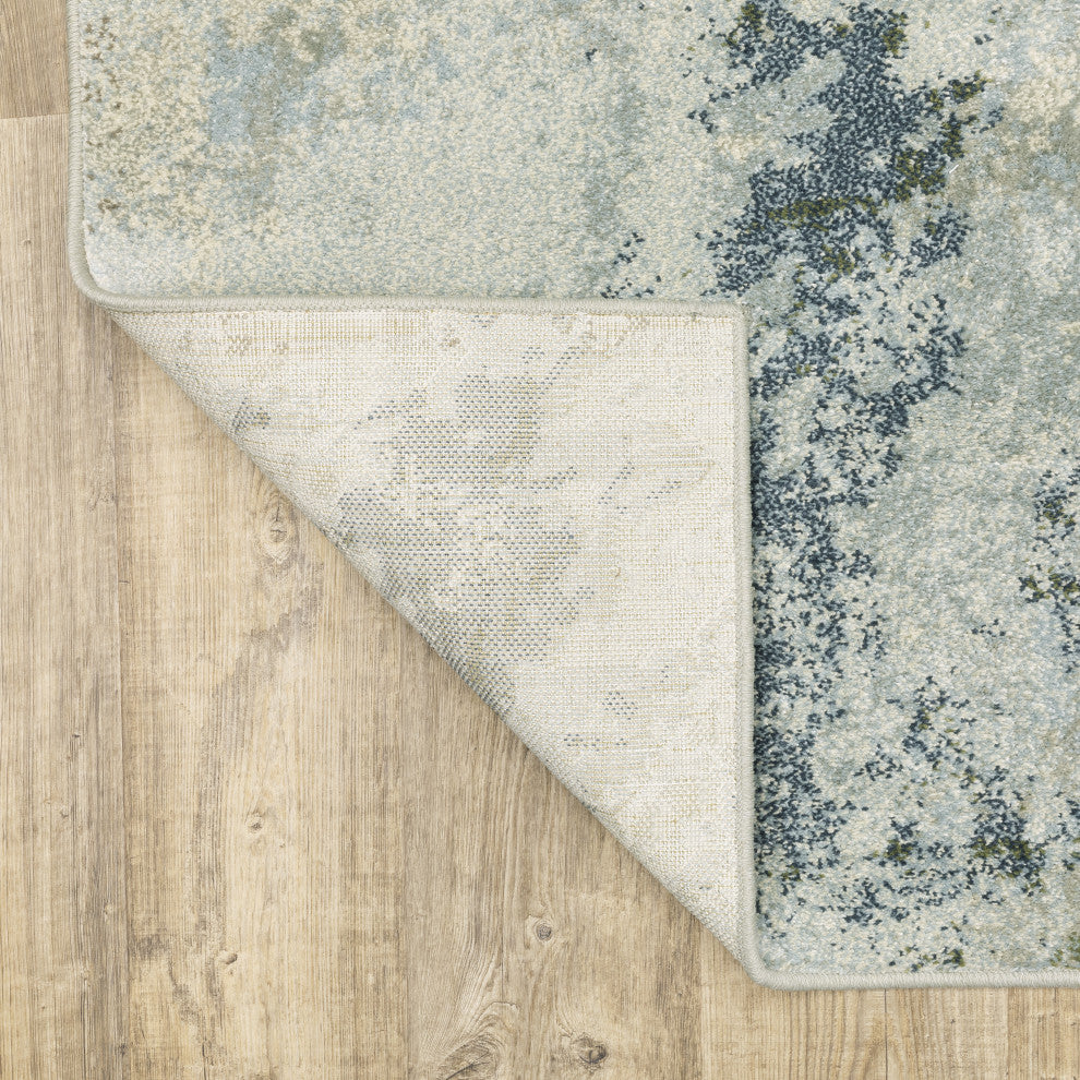 Bastian Contemporary Abstract Blue/ Green Indoor Area Rug, Blue, 1'10"x7'3"