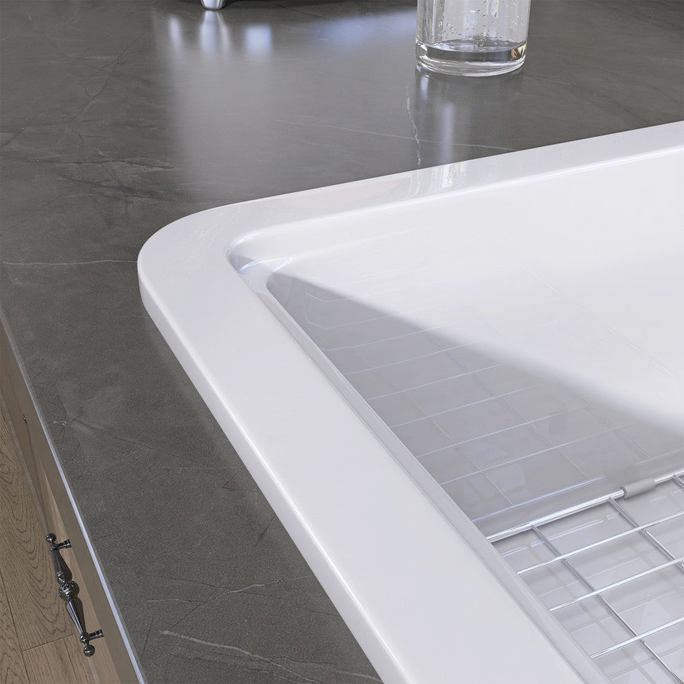 33"Lx18"W Drop-In/Undermount Single Bowl Farmhouse Kitchen Sink With Accessories