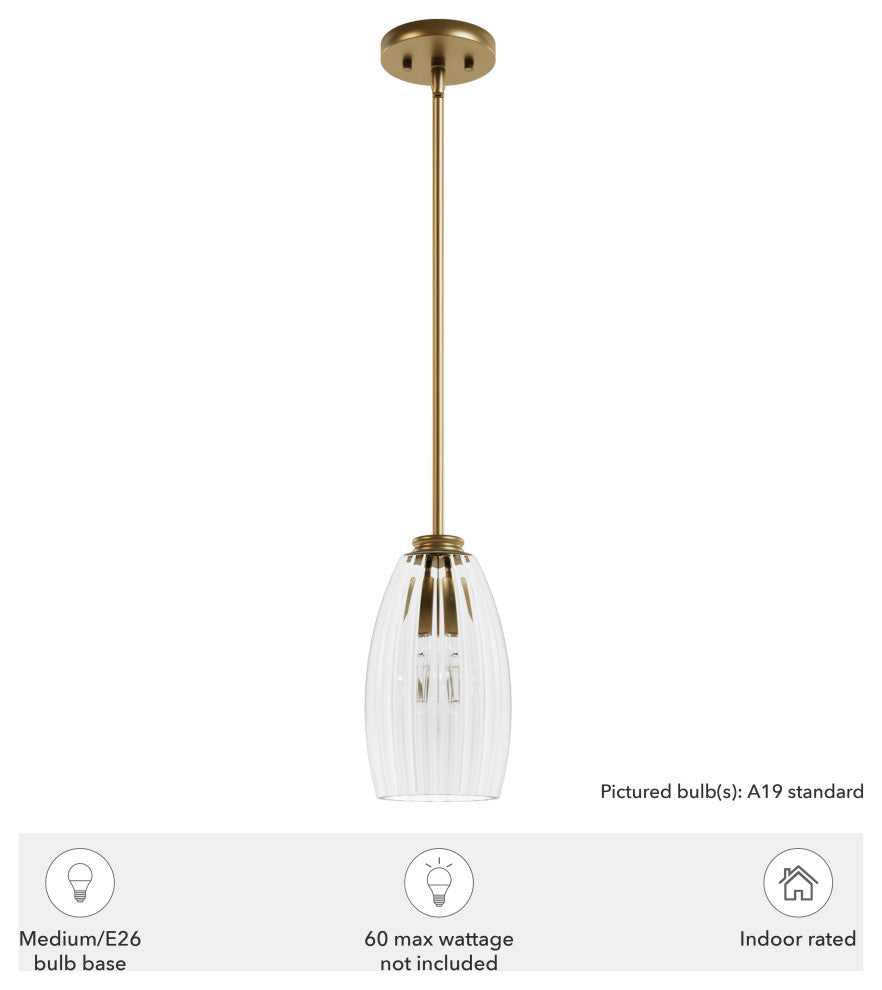 Rossmoor Luxe Gold With Clear Glass 1 Light Pendant