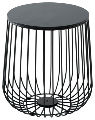 LeisureMod Runswick Modern Wood Top End Table With Metal Base, Black