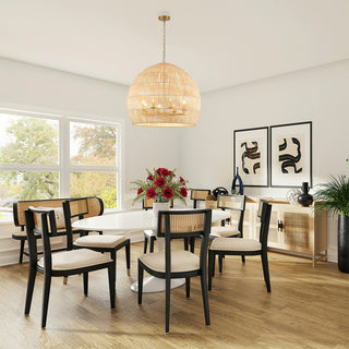 8-Light Natural Vine Weaved Basket Chandelier
