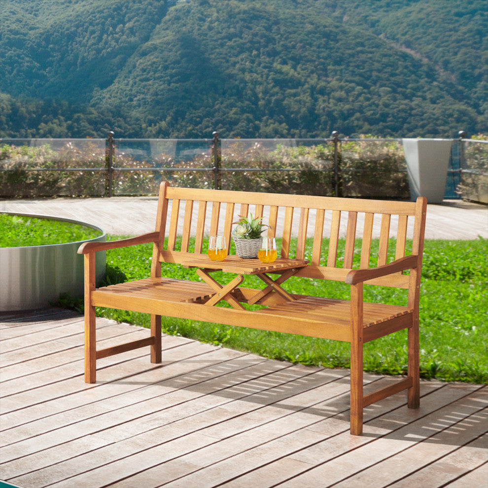 Bristol Two Seat Bench With Pop Up Table
