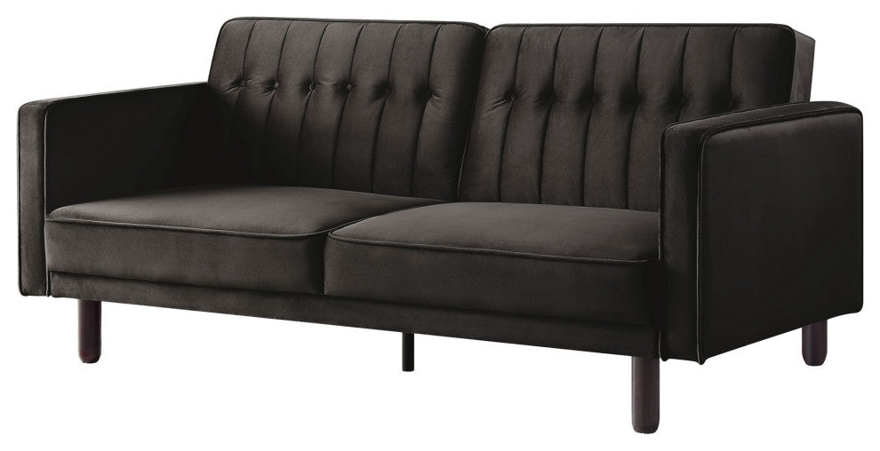 Benzara BM263588 Leather Adjustable Sofa With Button Tufted Tight Back, Brown