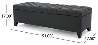 GDF Studio Ottilie Contemporary Button-Tufted Storage Ottoman Bench, Dark Gray/Dark Brown