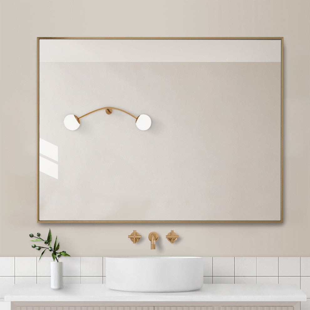 Vanta Metal Framed Wall Mirror with Dual Mounting Brackets, Gold, 31.5 in. X 23.6 in.
