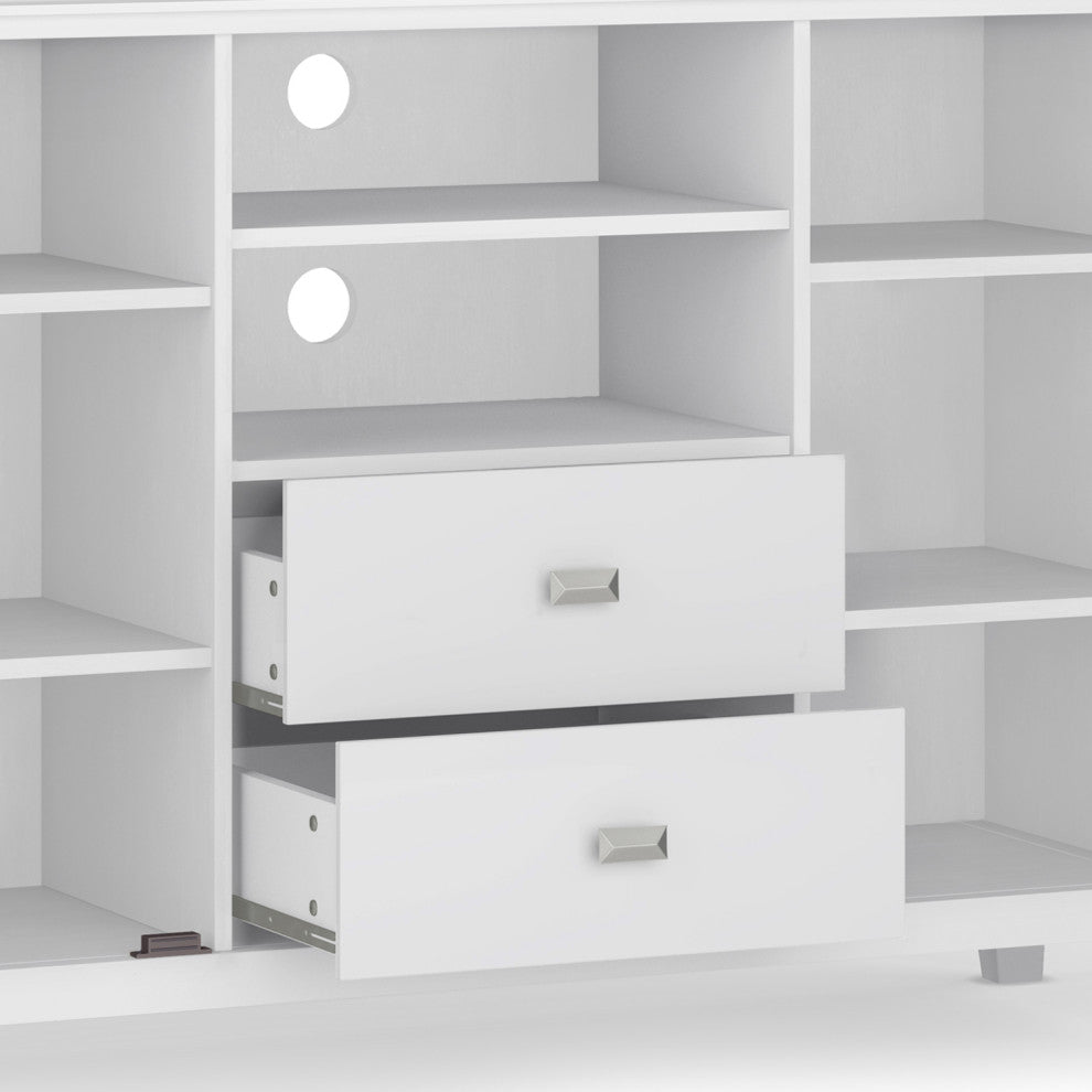 Artisan SOLID WOOD Tall TV Media Stand, White For TVs up to 60 inches