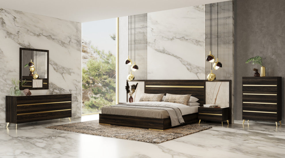Nova Domus Velondra, Eucalypto + Marble Bed With 2-Nightstands, Eastern King