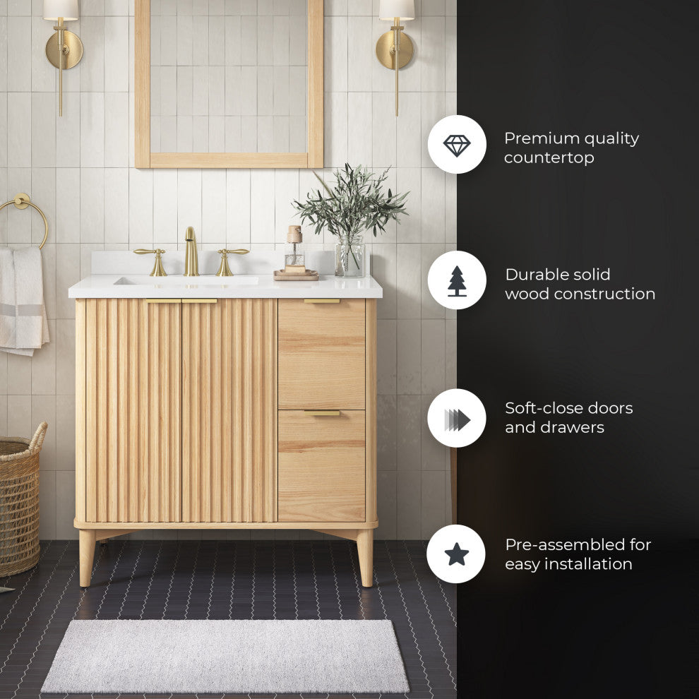 OVE Decors Gabi Single Sink Bathroom Vanity, Rustic Ash, 36", Single Sink