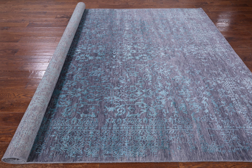 Wool and Silk Persian Hand Knotted Rug 7' 11" X 9' 11" Q6939