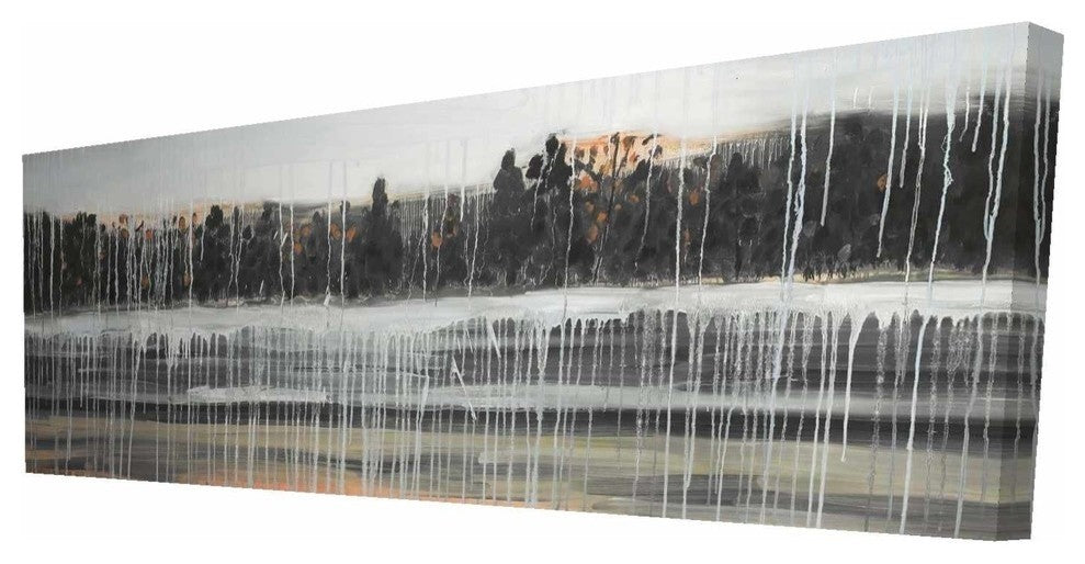 Rainy Fall Landscape With Dark Forest Print on Wrapped Canvas