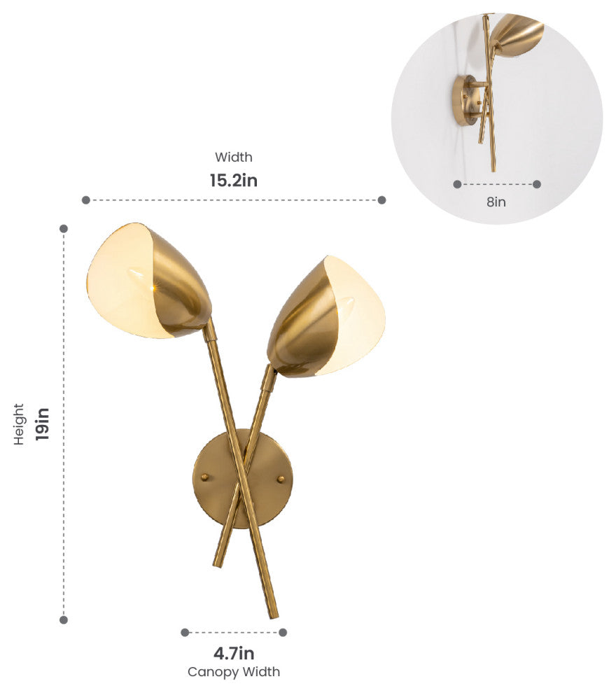 Splay 2 Light Wall Sconce Brass