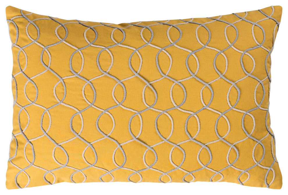 Surya Solid Bold II SDB-002 22"x22" Pillow Cover, Yellow/Cream/Medium Gray