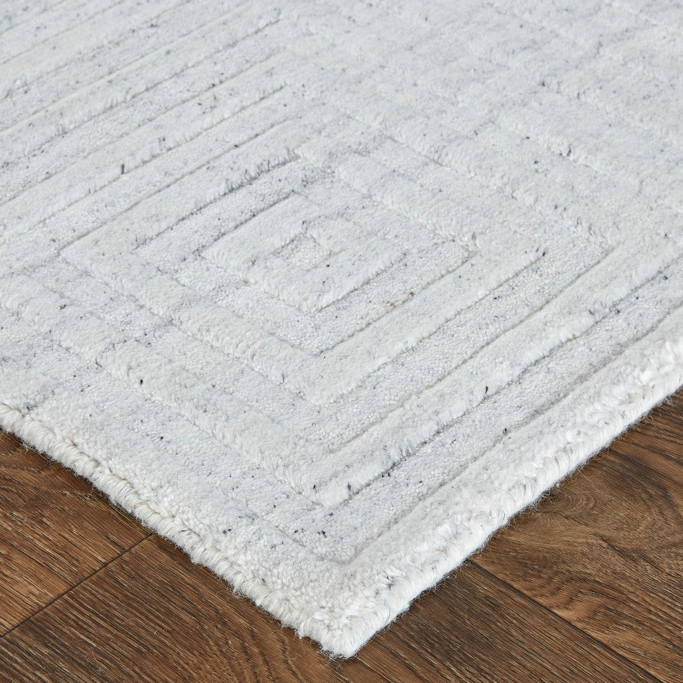 Weave & Wander Tatem Minimal Viscose Rug, White/Gray, 2' x 3' Rug