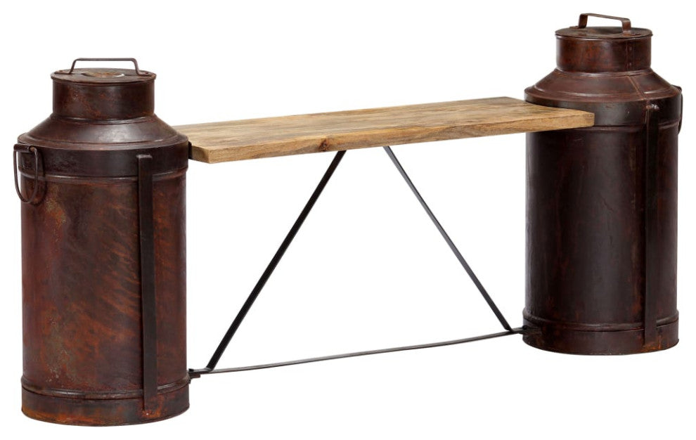 Vidaxl Milk Bottle Bench 59.1"x13"x25.2" Solid Mango Wood