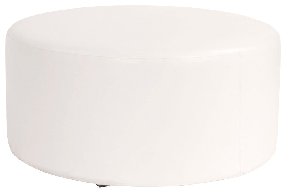 36" Universal Round Ottoman With Slipcover, Avanti White