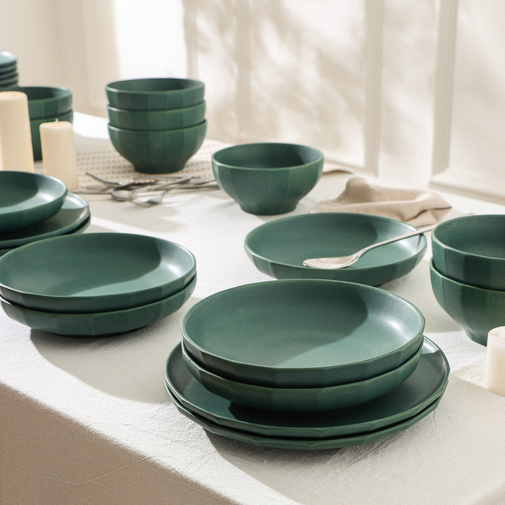 Stone Lain Rio Stoneware Pasta Bowl Set of 4, Green
