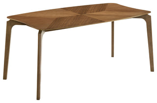 Kalia 7-Piece Wood Dining Set, Walnut Finish With Blue Fabric