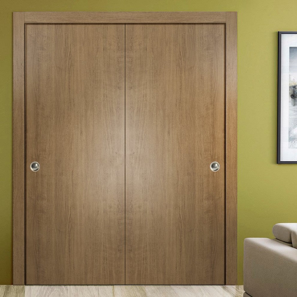 Sliding Closet Bypass Doors 56 x 80 & Hardware | Planum 0010 Smoky Walnut